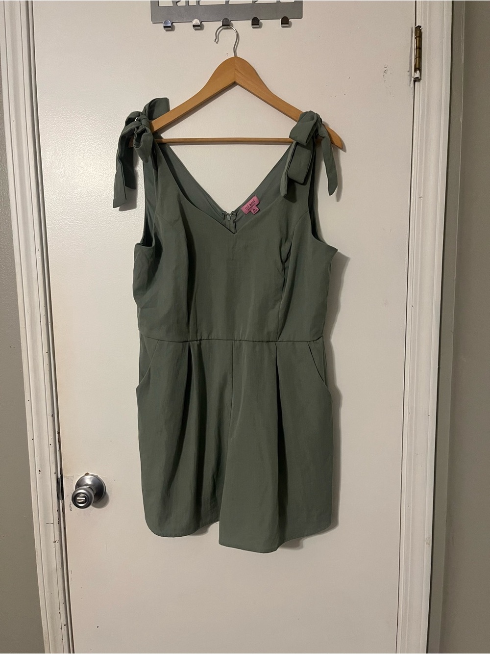 miami Olive Green Tie-Shoulder V-Neck Romper